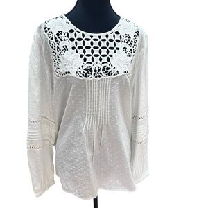 Fat Face Top Blouse Shirt White Long Sleeved Size 14 worn once EUC